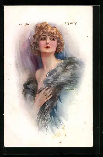 Künstler-AK Luis Usabal: Mia May, Junge Dame mit blonden Locken