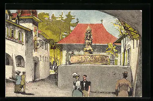 Künstler-AK Bern, Schweizerische Landes-Ausstellung 1914, Serie Dörfli