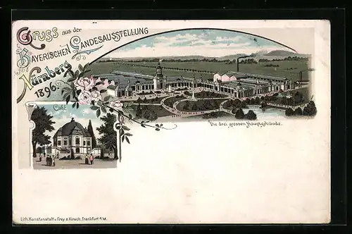 Lithographie Nürnberg, Bayerische Landes-Ausstellung 1896, Cafe