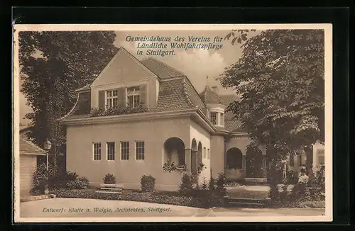 AK Stuttgart, Bauausstellung 1908, Gemeindehaus des Vereins für Ländliche Wohlfahrtspflege