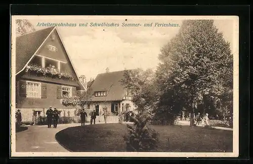 AK Stuttgart, Bauausstellung 1908, Arbeiterwohnhaus und Schwäbisches Sommer- und Ferienhaus