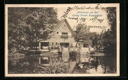 AK Stuttgart, Bauausstellung 1908, Weinhaus am See