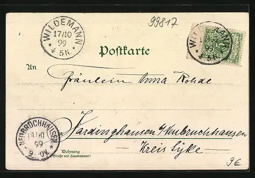 Lithographie Eisenach, Wartburg und Johannisthal