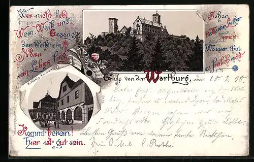 Lithographie Wartburg, Totalansicht, Wartburg-Restauration