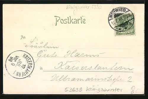 Lithographie Drachenfels bei Königswinter