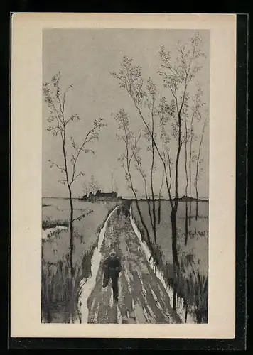 Künstler-AK Max Klinger: Soldat bei einer Verfolgung