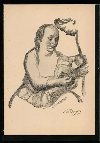 Künstler-AK Käthe Kollwitz: Mütter gebt von Eurem Überlfluss, Plakat, 1926