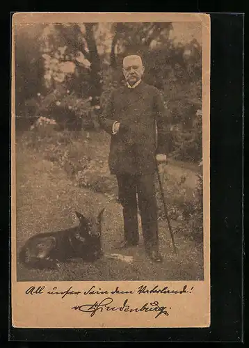 AK Paul von Hindenburg mit seinem Hund