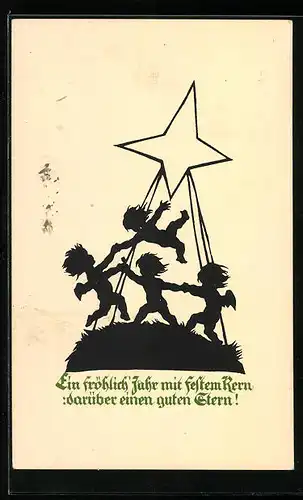 Künstler-AK Georg Plischke: Englein tanzen ins neue Jahr