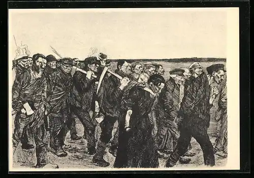 Künstler-AK Käthe Kollwitz: Weberzug aus der Folge Ein Weberaufstand