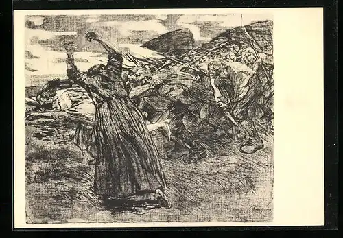 Künstler-AK Käthe Kollwitz: Losbruch eines Volkssturms