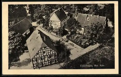 AK Eckenhagen, Häuser im Ortskern aus der Vogelschau