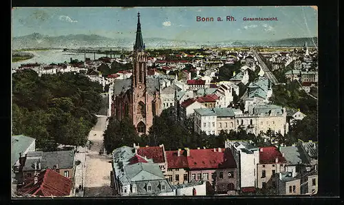 AK Bonn a. Rh., Gesamtansicht mit Kirche im Vordergrund