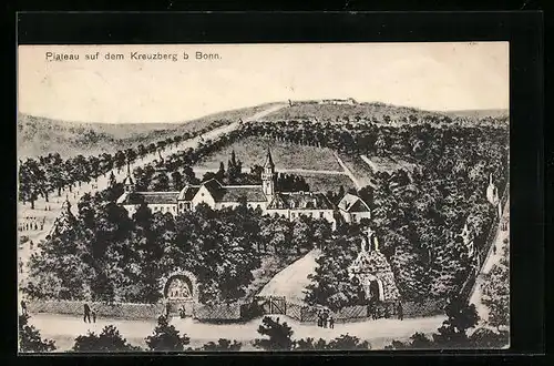 AK Bonn, Plateau mit Kloster Kreuzberg