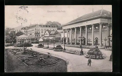 AK Baden-Baden, Kurhaus mit Park