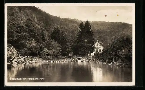 AK Badenweiler, Bergmannsruhe mit Teich