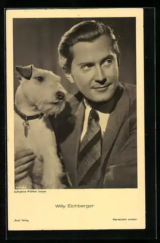 AK Schauspieler Willy Eichberger mit Hund