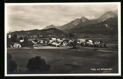 AK Faak, Ortspartie mit Mittagskogel
