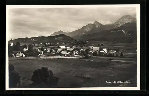 AK Faak, Ortsansicht mit Mittagskogel