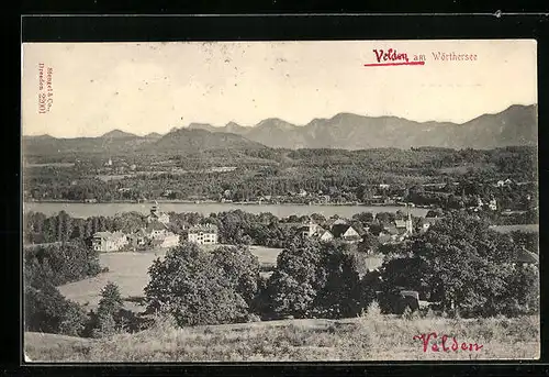 AK Velden am Wörthersee, Ortspartie mit See