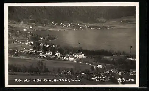 AK Bodensdorf a. Ossiachersee, Ortsansicht mit Blick nach Steindorf aus der Vogelschau