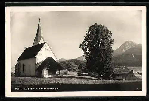 AK Faak, Partie bei der Kirche mit Mittagskogel
