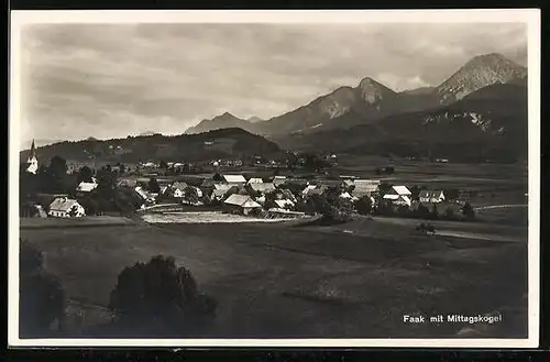 AK Faak, Ortsansicht mit Mittagskogel