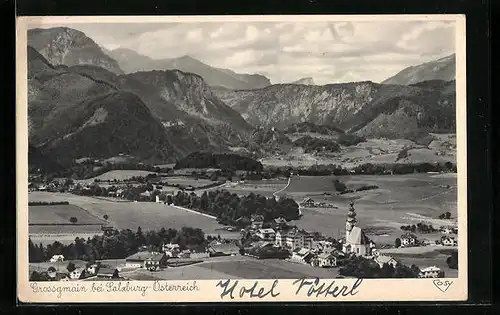 AK Grossgmain bei Salzburg, Ortsansicht mit Kirche