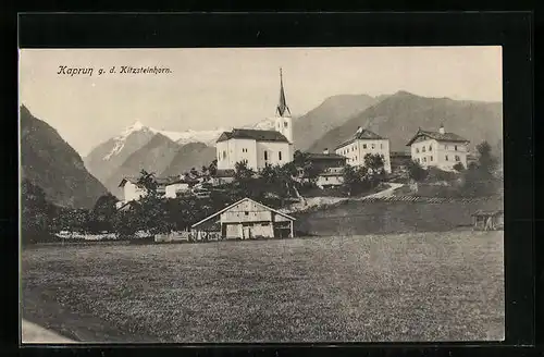 AK Kaprun, Motiv der Kirche mit Kitzsteinhorn im Hintergrund