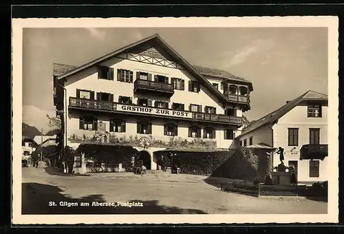 AK St. Gilgen am Abersee, Gasthof zur Post am Postplatz