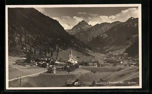 AK Gaschurn i. Montafon, Ortsansicht mit Kirche