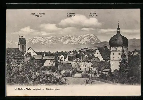 AK Bregenz, Altstadt mit Säntisgruppe