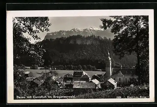 AK Bezau, Ortsansicht mit Canisluh im Bregenzerwald