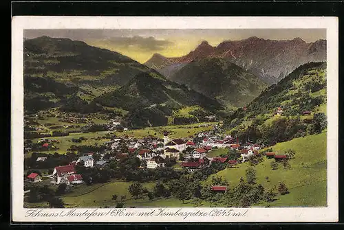 AK Schruns, Ortsansicht mit Zimbaspitze