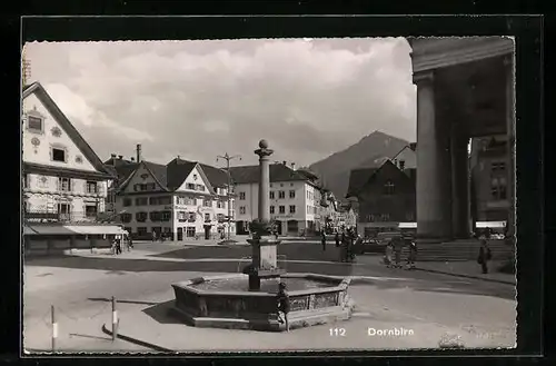 AK Dornbirn, Marktplatz mit Brunnen