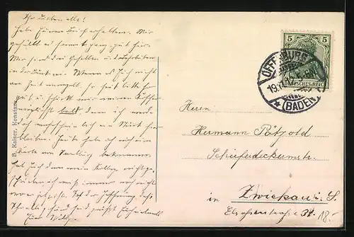 AK Bregenz, Blick vom Bodensee auf K. K. Post