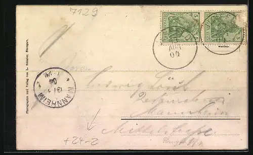 AK Ilsfeld, Brandstätte 1904, Zerstörte Ortspartie