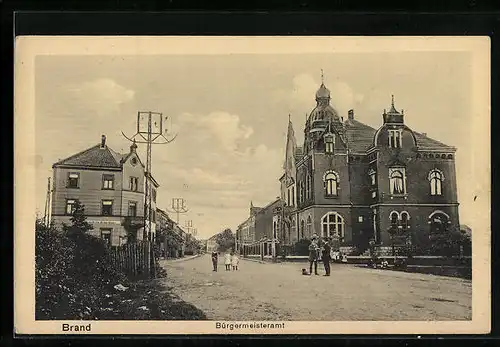 AK Brand, Strassenpartie mit Bürgermeisteramt und Gasthaus