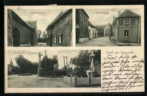 AK Süggerath, Ortspartie mit Kreuz, Strassenpartien