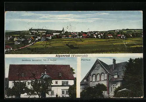 AK Alpenrod /Westerwald, Gesamtansicht, Gasthaus Schneider, Pfarrhaus