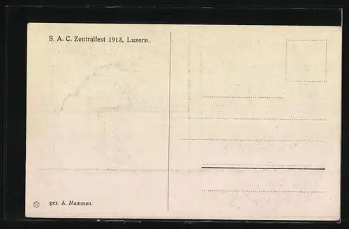 Künstler-AK Luzern, S. A. C. Zentralfest 1913 Rückzug