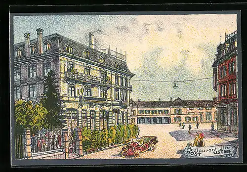 Künstler-AK Uster, Restaurant zur Post