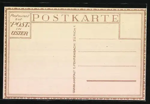 Künstler-AK Uster, Restaurant zur Post