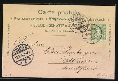 Lithographie Fleurier, Vue Generale, Neuchateloise, Righi Neuchatelois