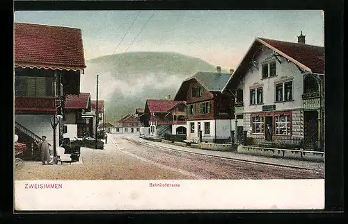 AK Zweisimmen, Blick in die Bahnhofstrasse