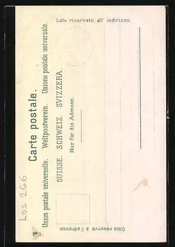 Lithographie Davos, Ortsansicht im Winter