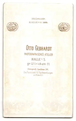 Fotografie Otto Gebhardt, Halle a. S., Gr. Ullrichstr. 11, Älterer Herr im Anzug