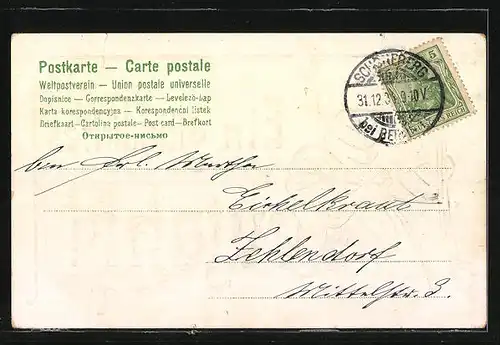 AK Ein glückliches Neujahr, Kleeblatt-Motiv