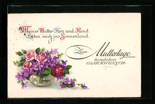 AK Zum Muttertag herzlichen Glückwunsch, Blumenmotiv