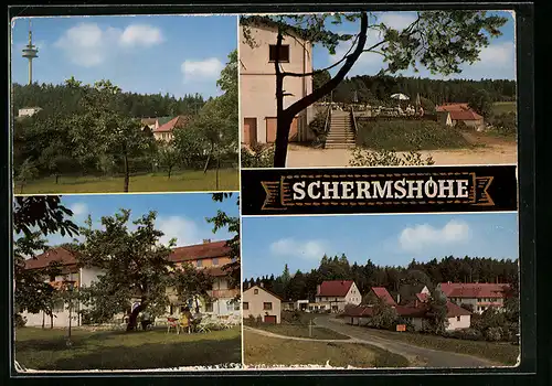 AK Schermshöhe bei Plech, Gasthof Schermshöhe mit Hotel Berghof, Ortspartie